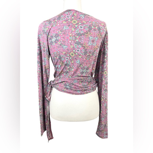 Anthropologie Daily Practice Long Sleeve Wrap Front Long Sleeve Boho Floral yoga - Picture 5 of 8